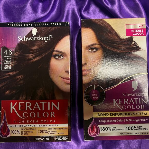 TWO (2) Schwarzkopf INTENSE COCOA Keratin Color #4.6 Hair Color Permanent NEW - Picture 1 of 2